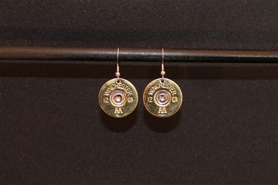 12 Gauge Winchester Single Dangle Gold Earrings