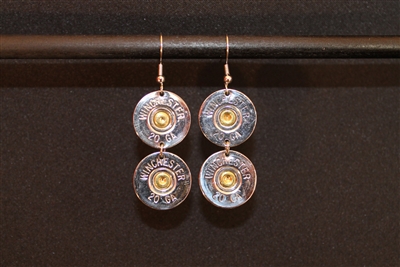 Silver 20 Gauge Winchester Double Dangle Earrings