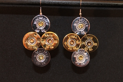 20 Gauge Gold Silver Winchester Diamond Shaped Dangle Earrings