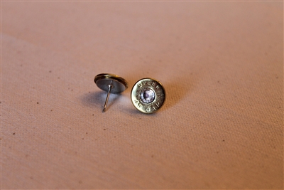 45 Caliber Single Post Gold With Clear Crystal Earrings